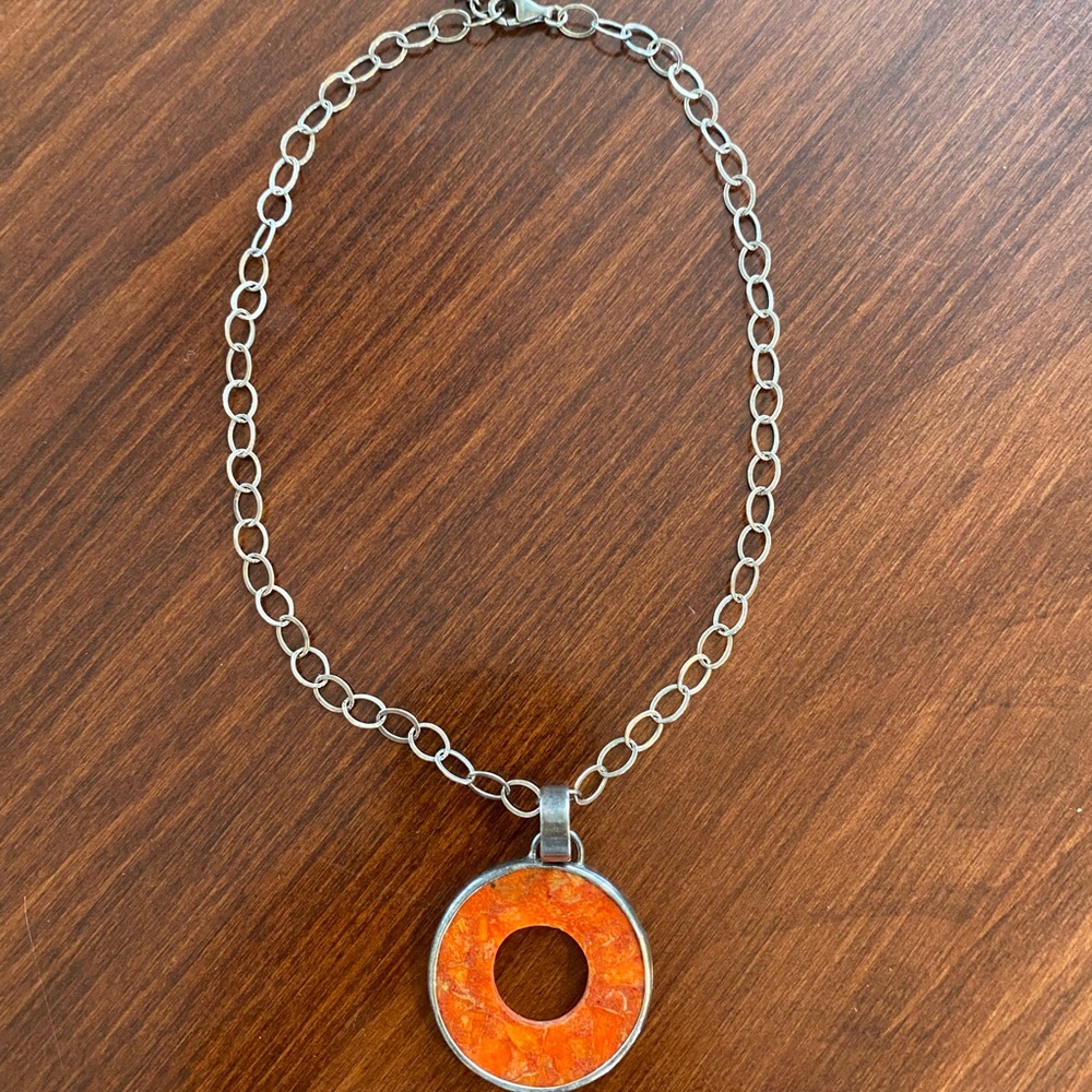 Beautiful Silpada 925 silver and coral necklace.
